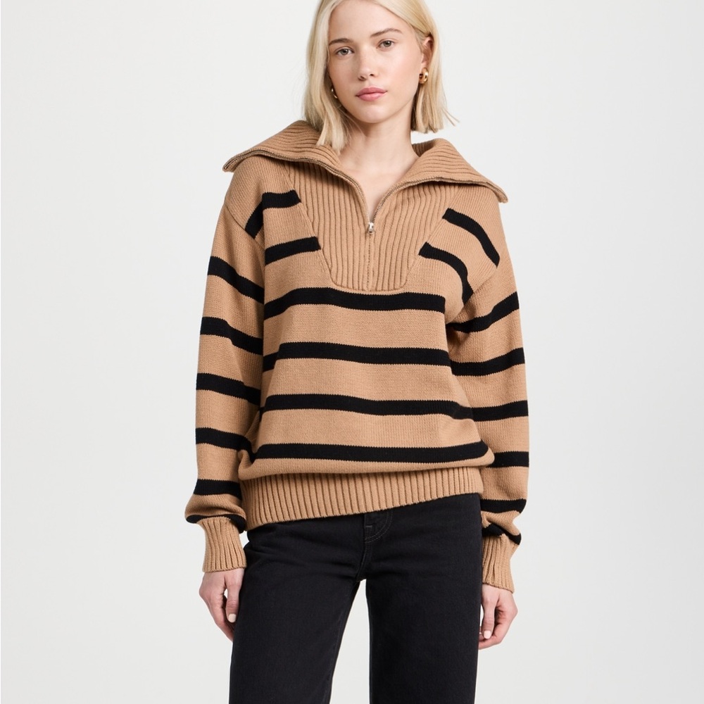English Factory Tan and Black Striped Sweater